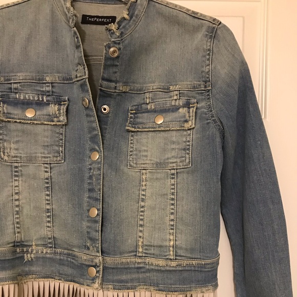 ThePerfext denim jacket with fringe detail - Picture 15 of 16